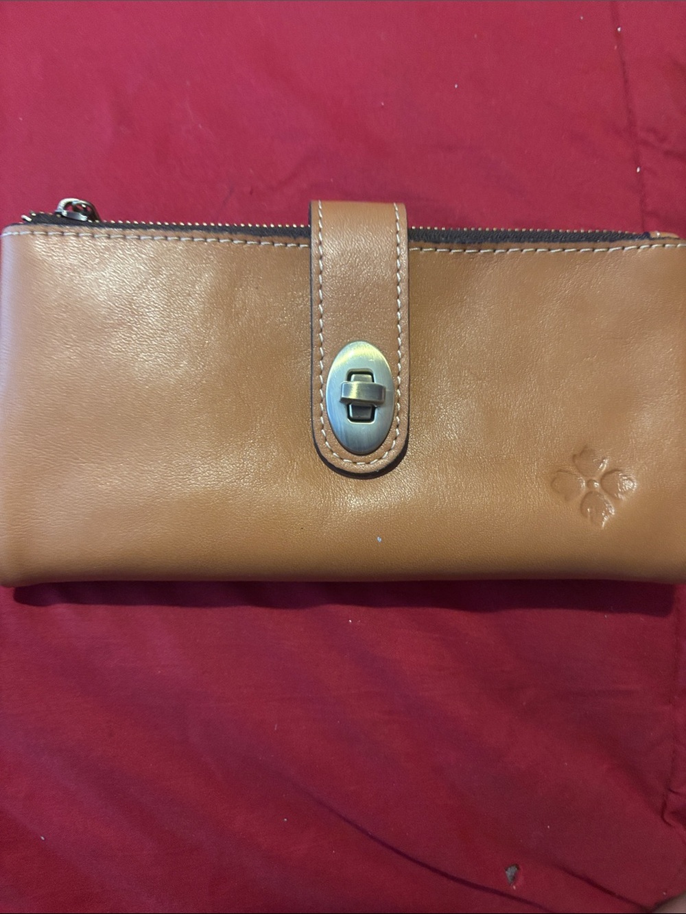 Patricia Nash Tan Leather Turn-Lock Wallet
